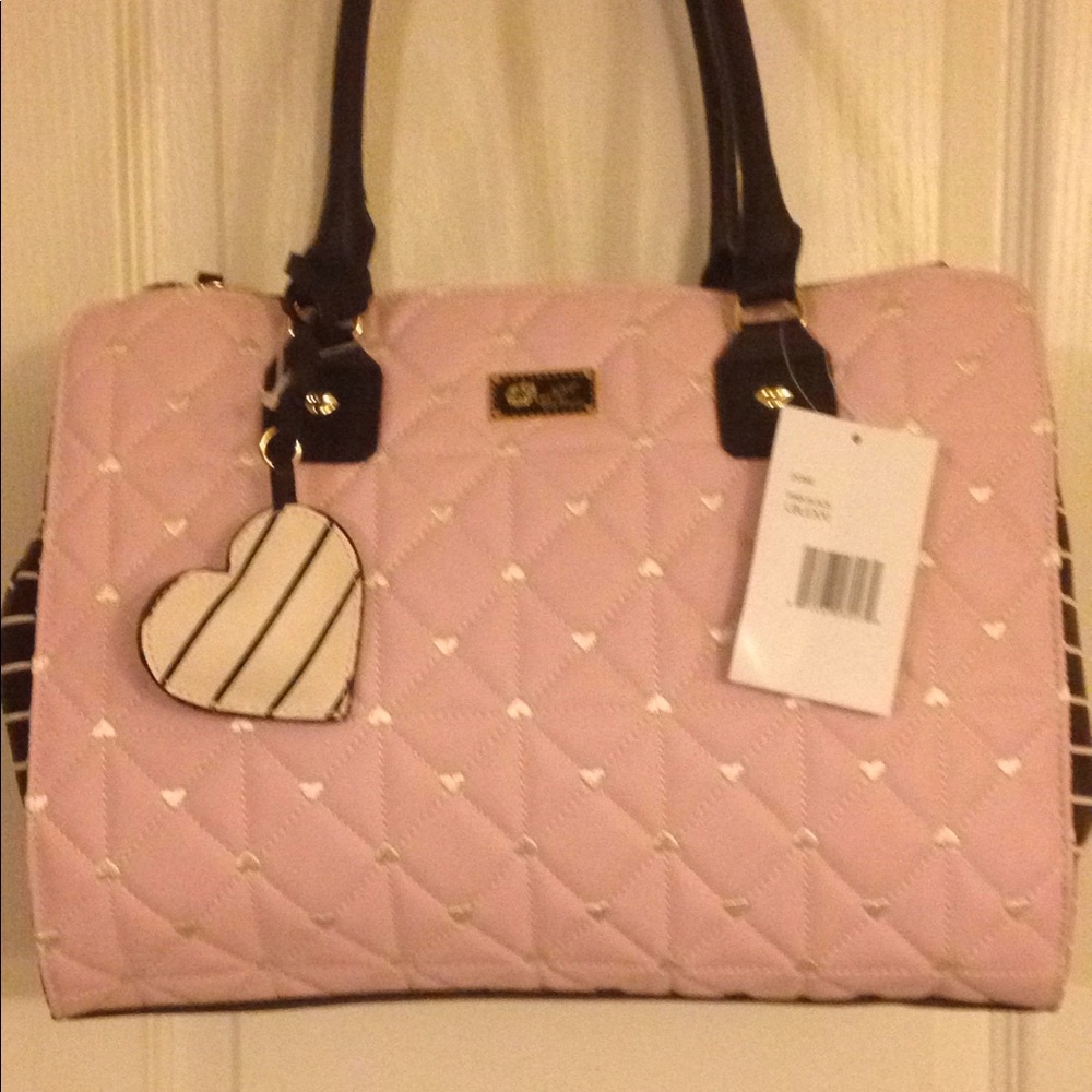 SOLD - Betsey Johnson Blush Pink & Black Handbag